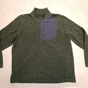 Eddie Bauer Olive Green Pullover with Dark Blue Accent
